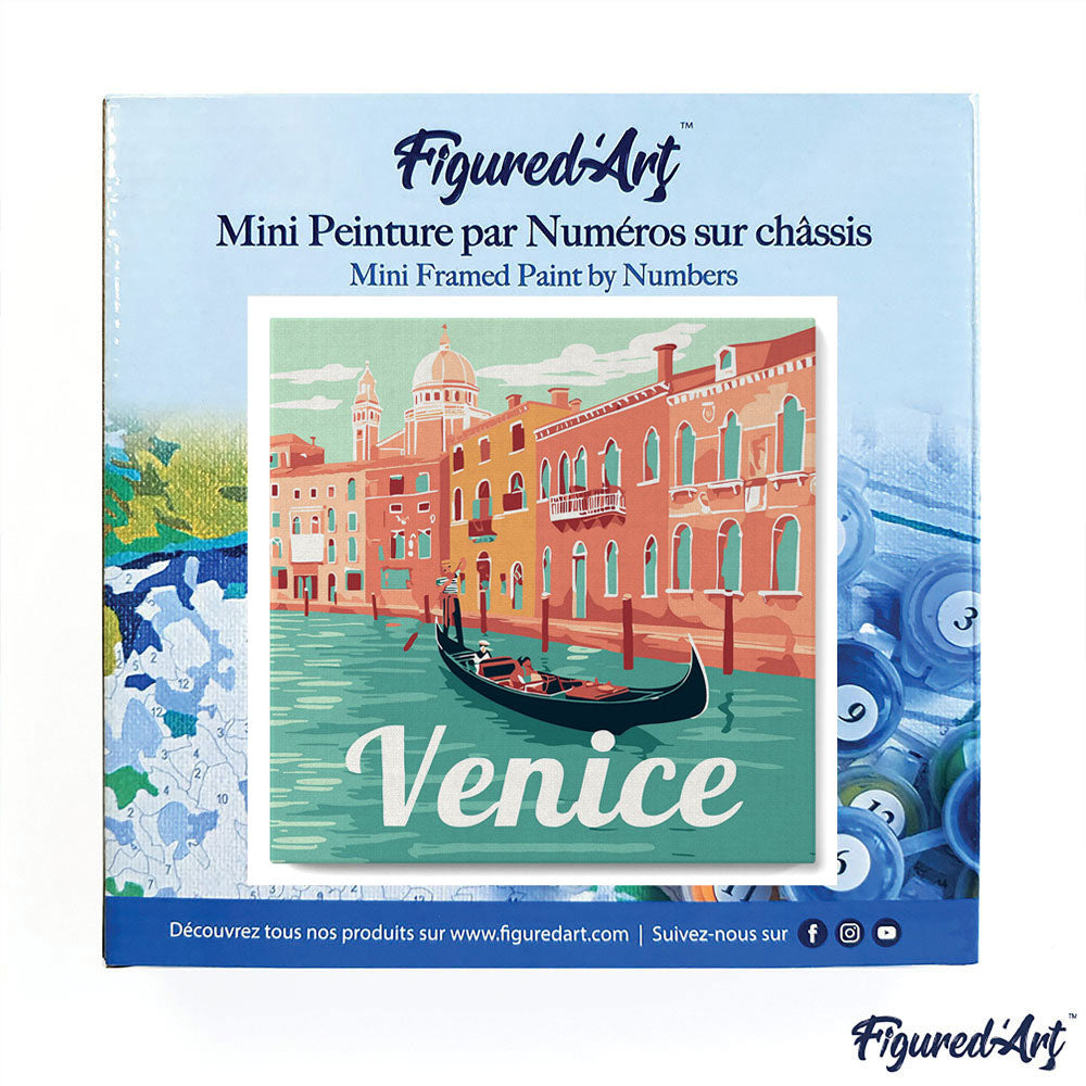 Mini Malen nach Zahlen mit Rahmen 20x20cm - Reiseplakat Venedig