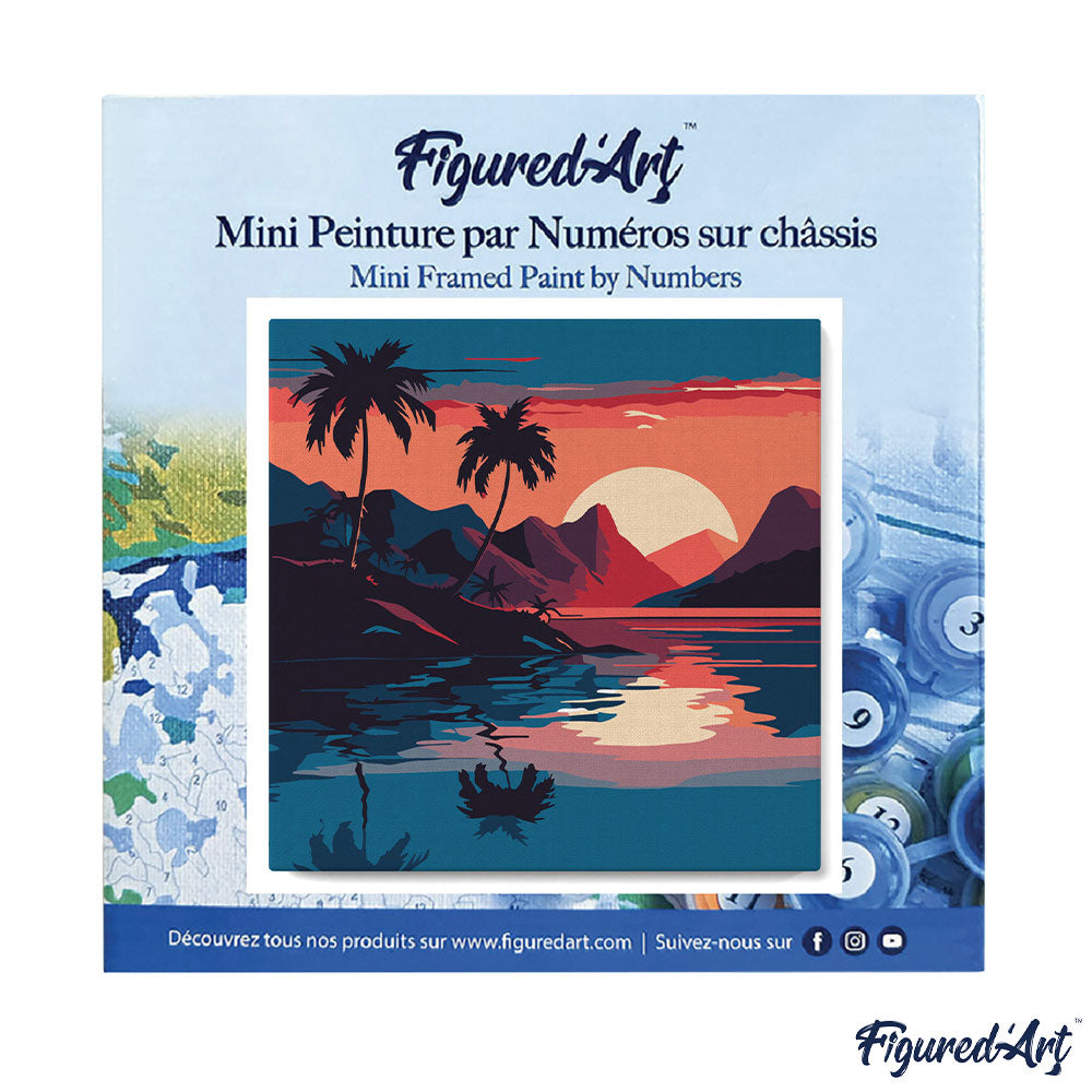 Mini Malen nach Zahlen mit Rahmen 20x20cm - Pinguinfamilie im Schnee