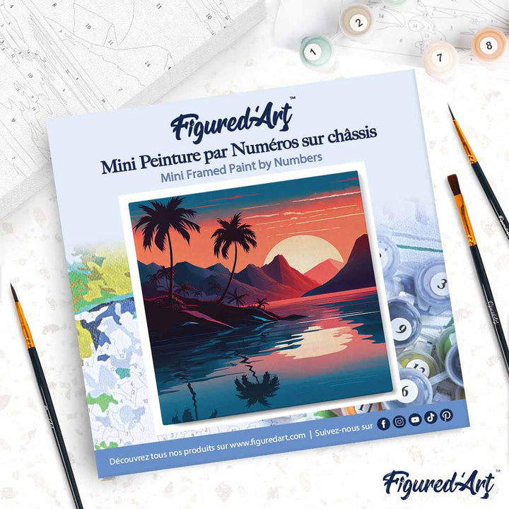 Mini Malen nach Zahlen mit Rahmen 20x20cm - Pinguinfamilie im Schnee