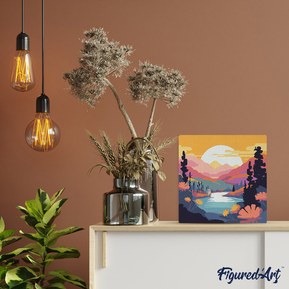 Mini Malen nach Zahlen mit Rahmen 20x20cm - Weihnachtskatze und -hund