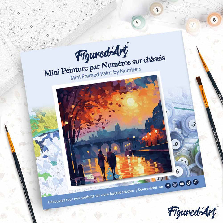 Mini Malen nach Zahlen mit Rahmen 20x20cm - Teddybär und Geschenke