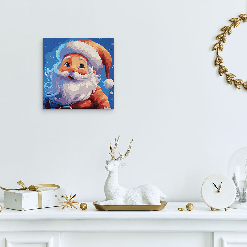 Mini Malen nach Zahlen mit Rahmen 20x20cm „Lächelnder Weihnachtsmann“ - Kidis Art