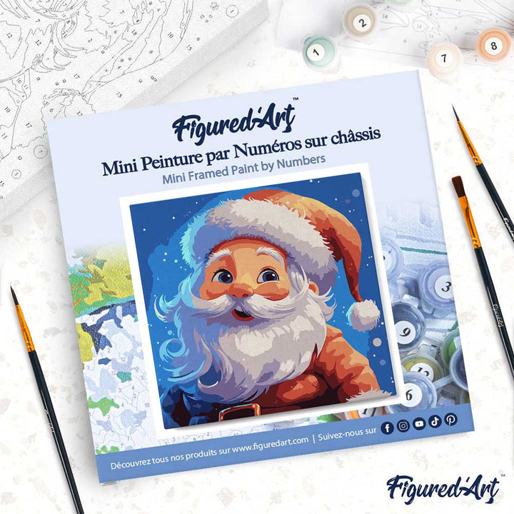 Mini Malen nach Zahlen mit Rahmen 20x20cm „Lächelnder Weihnachtsmann“