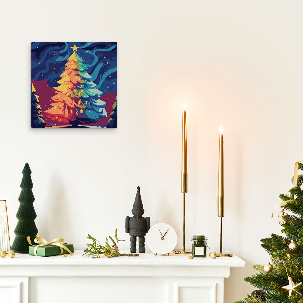 Mini Malen nach Zahlen mit Rahmen 20x20cm „Bunter Weihnachtsbaum“ - Kidis Art