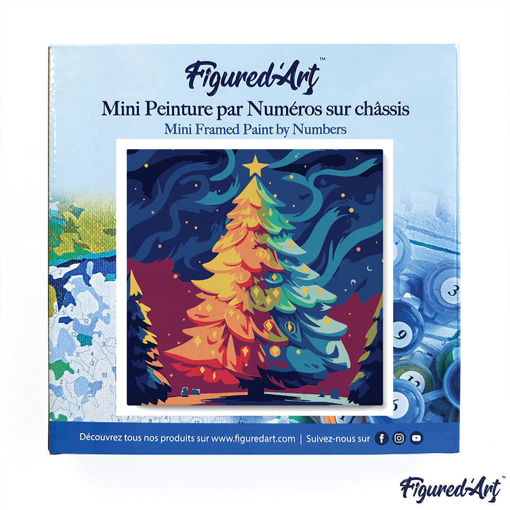 Mini Malen nach Zahlen mit Rahmen 20x20cm „Bunter Weihnachtsbaum“