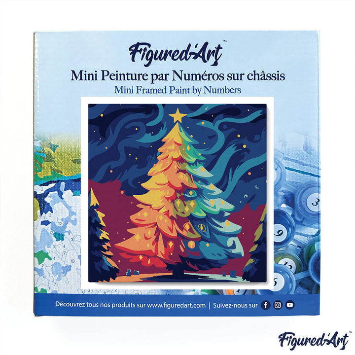 Mini Malen nach Zahlen mit Rahmen 20x20cm „Bunter Weihnachtsbaum“