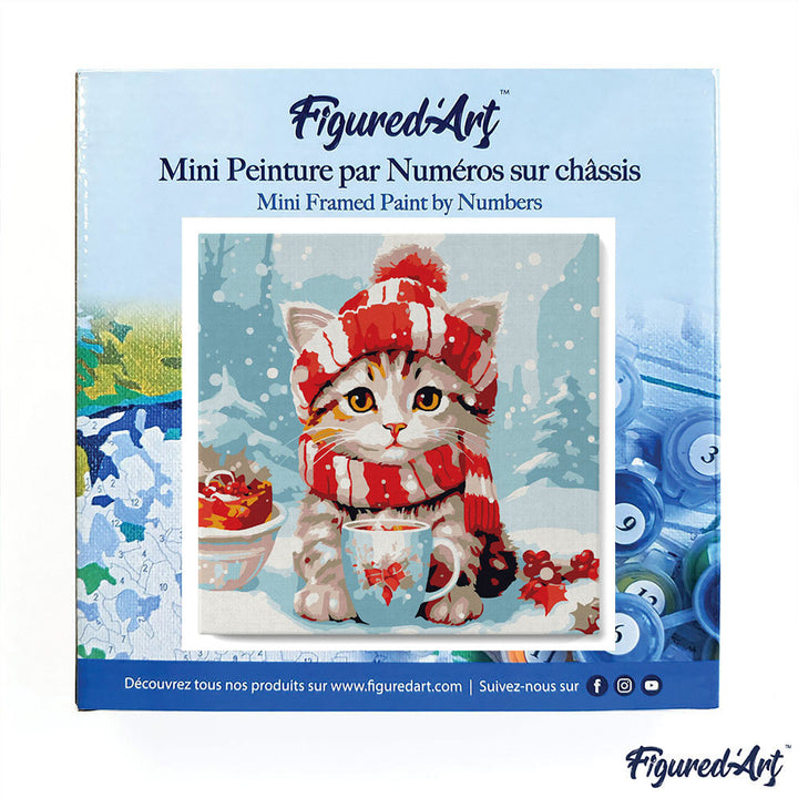 Mini Malen nach Zahlen mit Rahmen 20x20cm - Bunter Sonnenuntergang am See