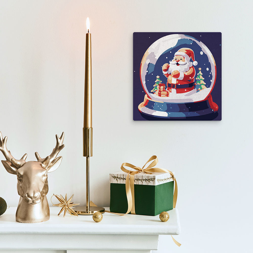 Mini Malen nach Zahlen mit Rahmen 20x20cm - Hund im Schnee zu Weihnachten - Kidis Art