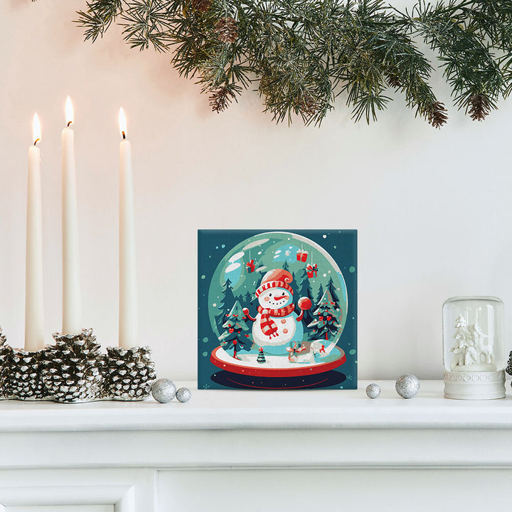 Mini Malen nach Zahlen mit Rahmen 20x20cm - Schneemann und Vögel