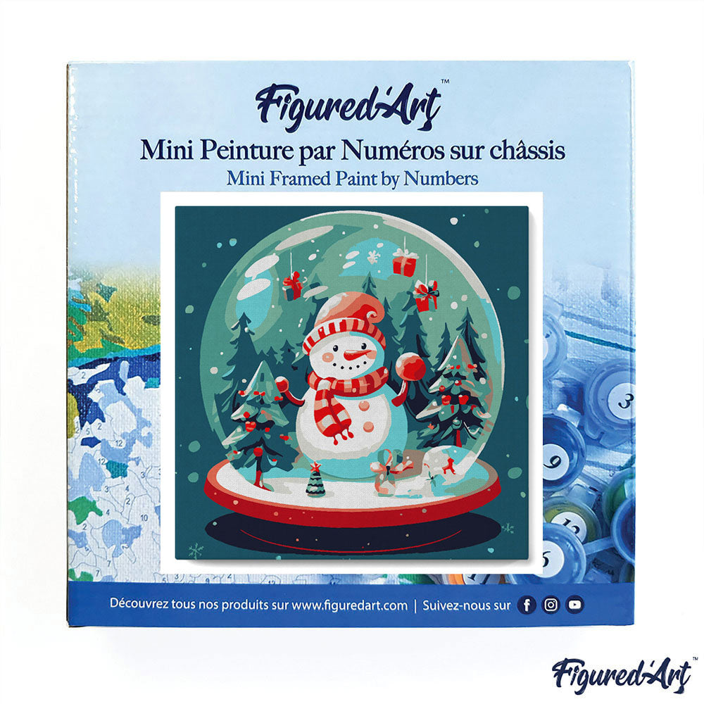 Mini Malen nach Zahlen mit Rahmen 20x20cm - Schneemann und Vögel