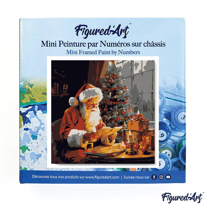 Mini Malen nach Zahlen mit Rahmen 20x20cm Weihnachtsmann beim Lesen