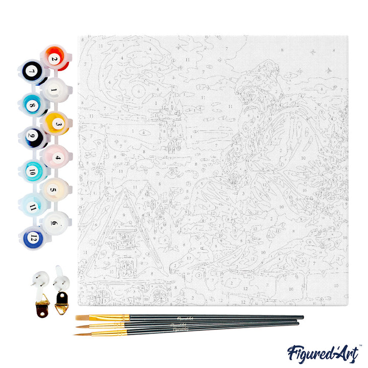 Mini Malen nach Zahlen mit Rahmen 20x20cm - Rote Tür