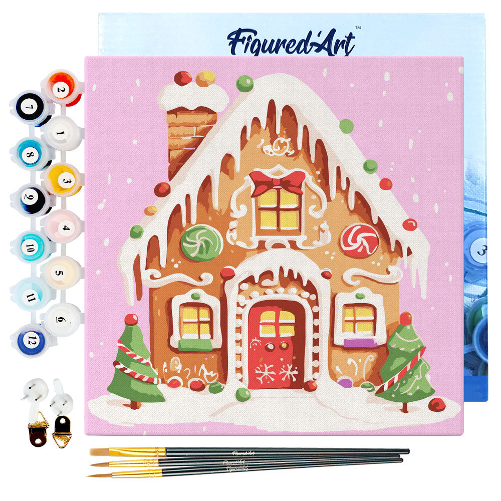 Mini Malen nach Zahlen mit Rahmen 20x20cm - Weihnachtsmann und Hund - Kidis Art