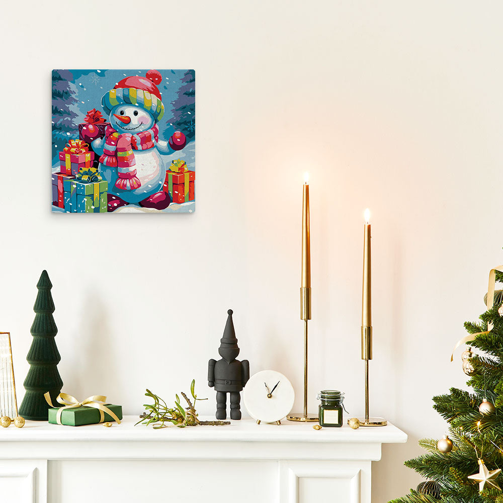 Mini Malen nach Zahlen mit Rahmen 20x20cm - Weihnachtsmann und der Nachthimmel - Kidis Art