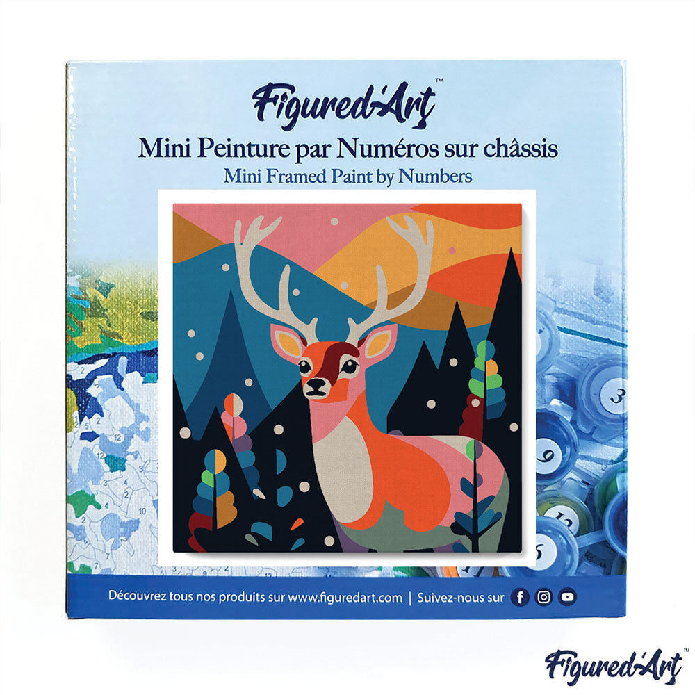 Mini Malen nach Zahlen mit Rahmen 20x20cm „Abstraktes Rentier“