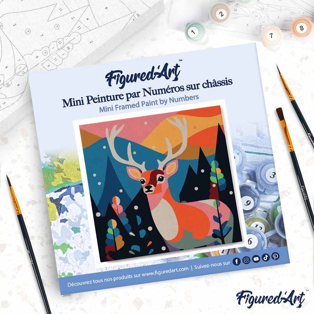 Mini Malen nach Zahlen mit Rahmen 20x20cm „Abstraktes Rentier“