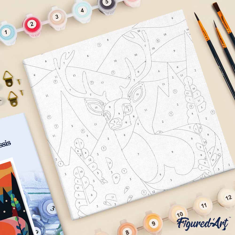 Mini Malen nach Zahlen mit Rahmen 20x20cm „Abstraktes Rentier“