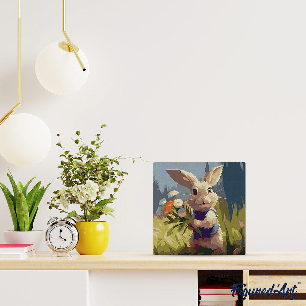 Mini Malen nach Zahlen mit Rahmen 20x20cm - Hase und Wildblumen - Kidis Art
