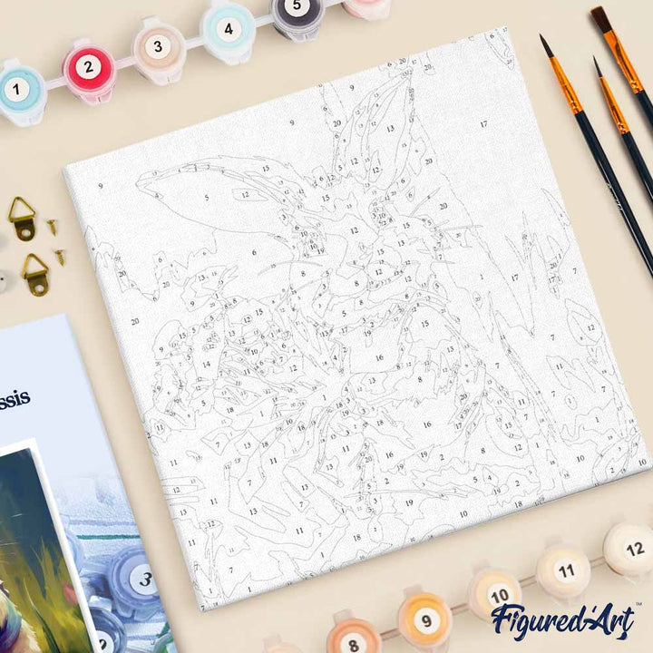 Mini Malen nach Zahlen mit Rahmen 20x20cm - Hase und Wildblumen