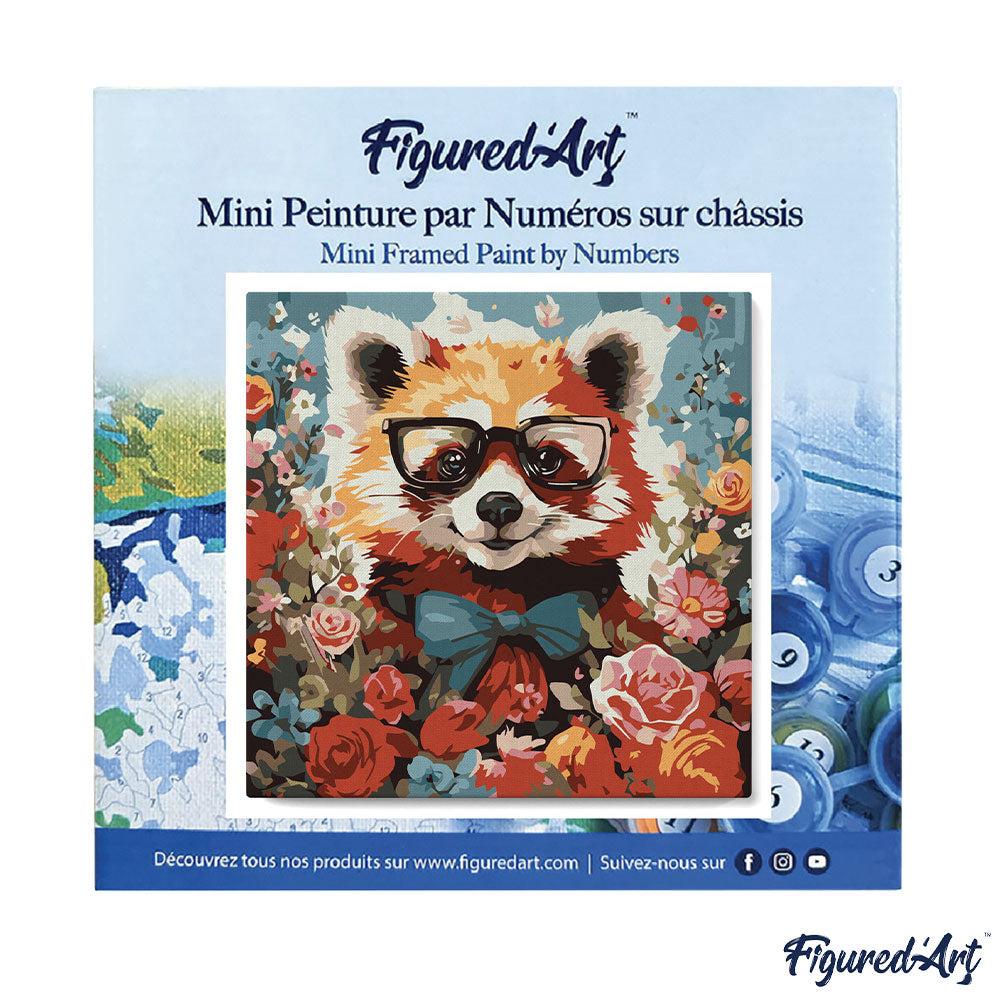 Mini Malen nach Zahlen mit Rahmen 20x20cm - Fantasie-Roter Panda und Blumen - Kidis Art