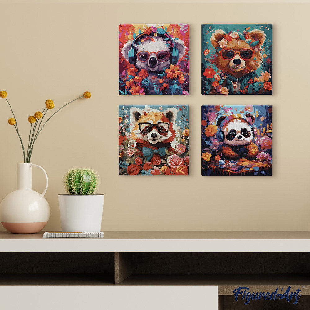 Mini Malen nach Zahlen mit Rahmen 20x20cm - Fantasie-Koala und Blumen - Kidis Art