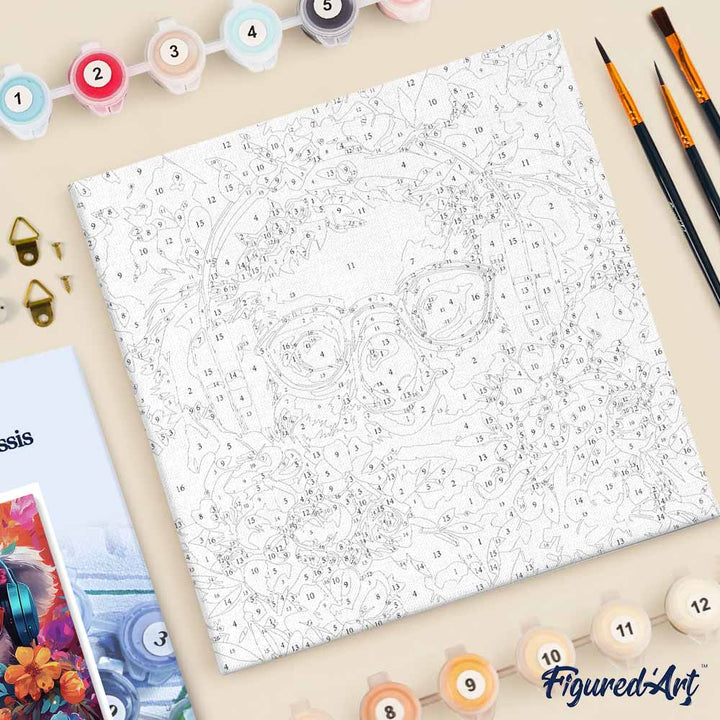 Mini Malen nach Zahlen mit Rahmen 20x20cm - Fantasie-Koala und Blumen