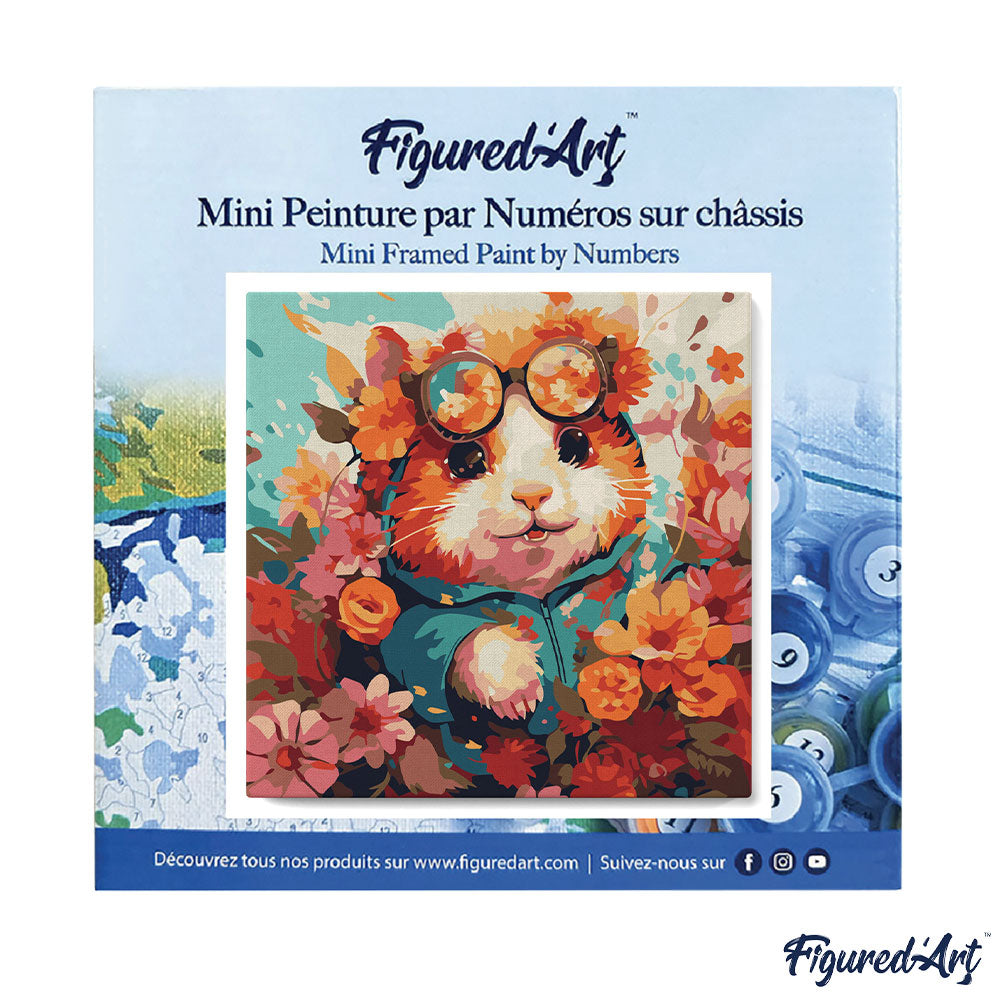 Mini Malen nach Zahlen mit Rahmen 20x20cm - Fantasie-Hamster und Blumen - Kidis Art