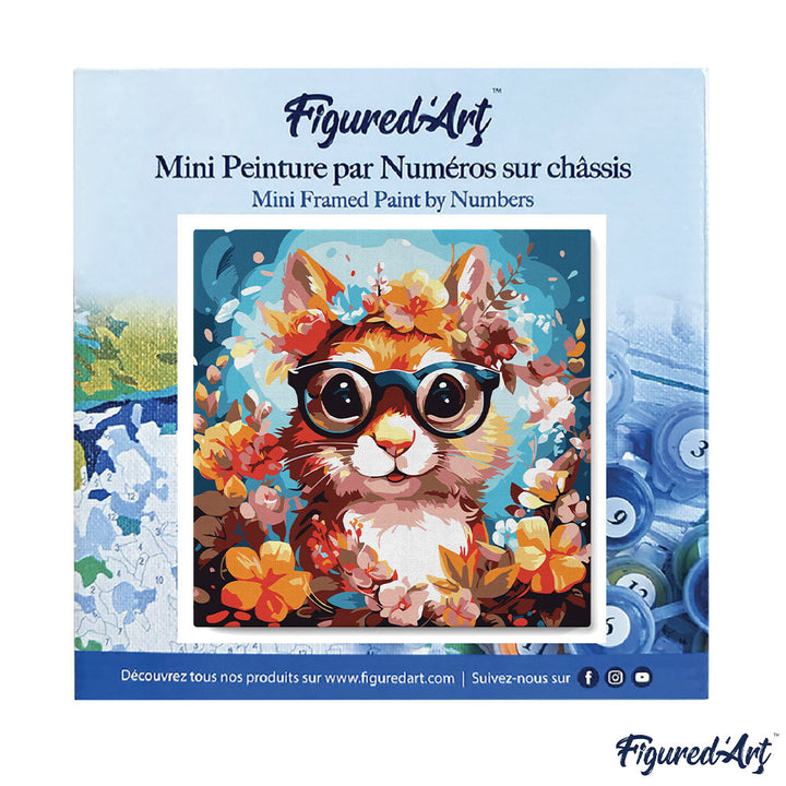 Mini Malen nach Zahlen mit Rahmen 20x20cm - Fantasie-Eichhörnchen und Blumen