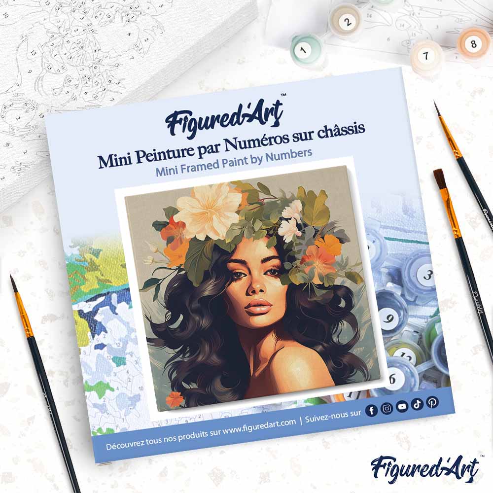 Mini Malen nach Zahlen mit Rahmen 20x20cm - Blumen-Schönheitskönigin