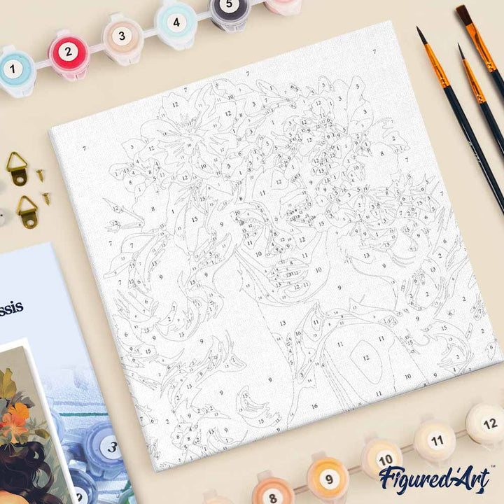 Mini Malen nach Zahlen mit Rahmen 20x20cm - Blumen-Schönheitskönigin