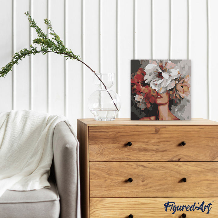 Mini Malen nach Zahlen mit Rahmen 20x20cm - Schönheit hinter Blumen