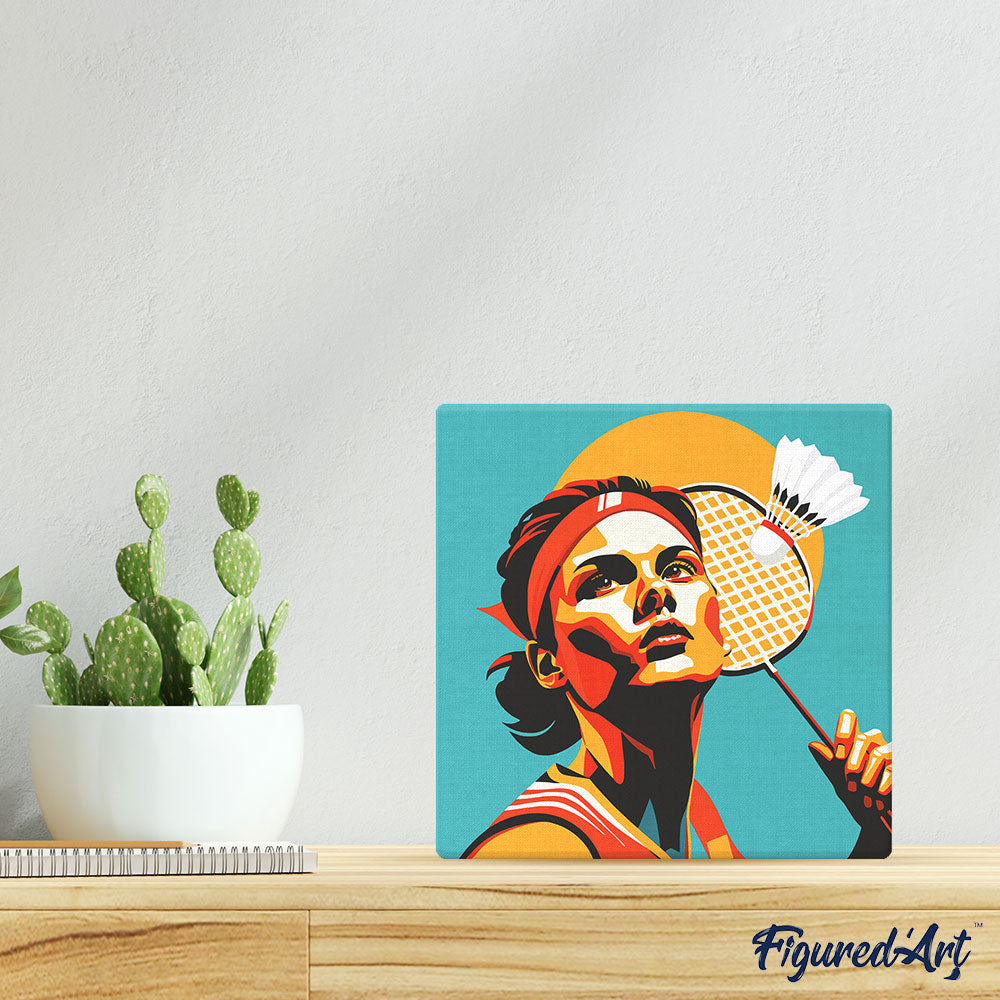 Mini Malen nach Zahlen mit Rahmen 20x20cm - Sportposter Badminton - Kidis Art