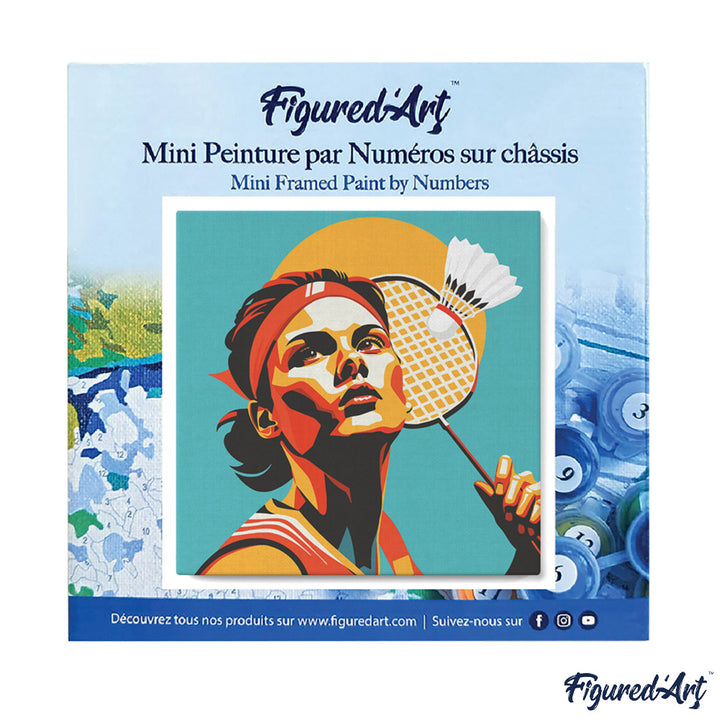 Mini Malen nach Zahlen mit Rahmen 20x20cm - Sportposter Badminton