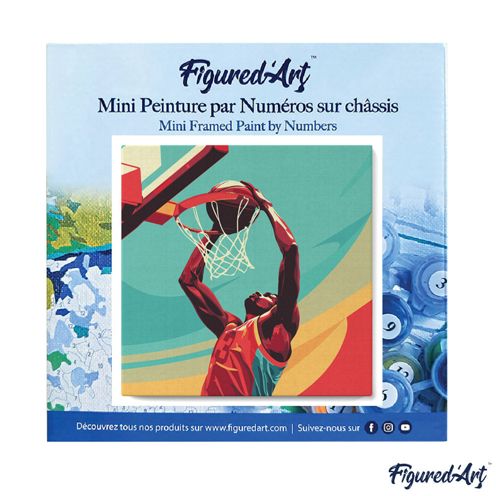 Mini Malen nach Zahlen mit Rahmen 20x20cm - Sportposter Basketball