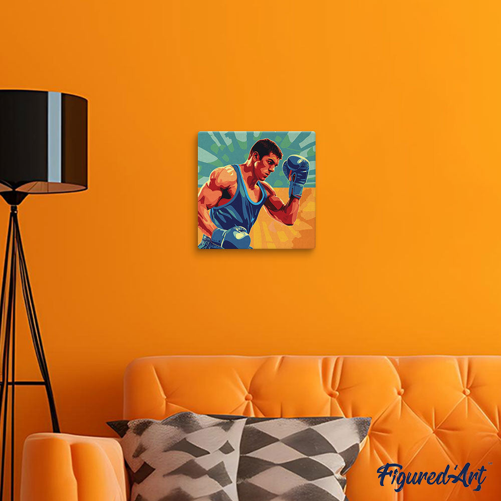 Mini Malen nach Zahlen mit Rahmen 20x20cm - Sportposter Boxen - Kidis Art