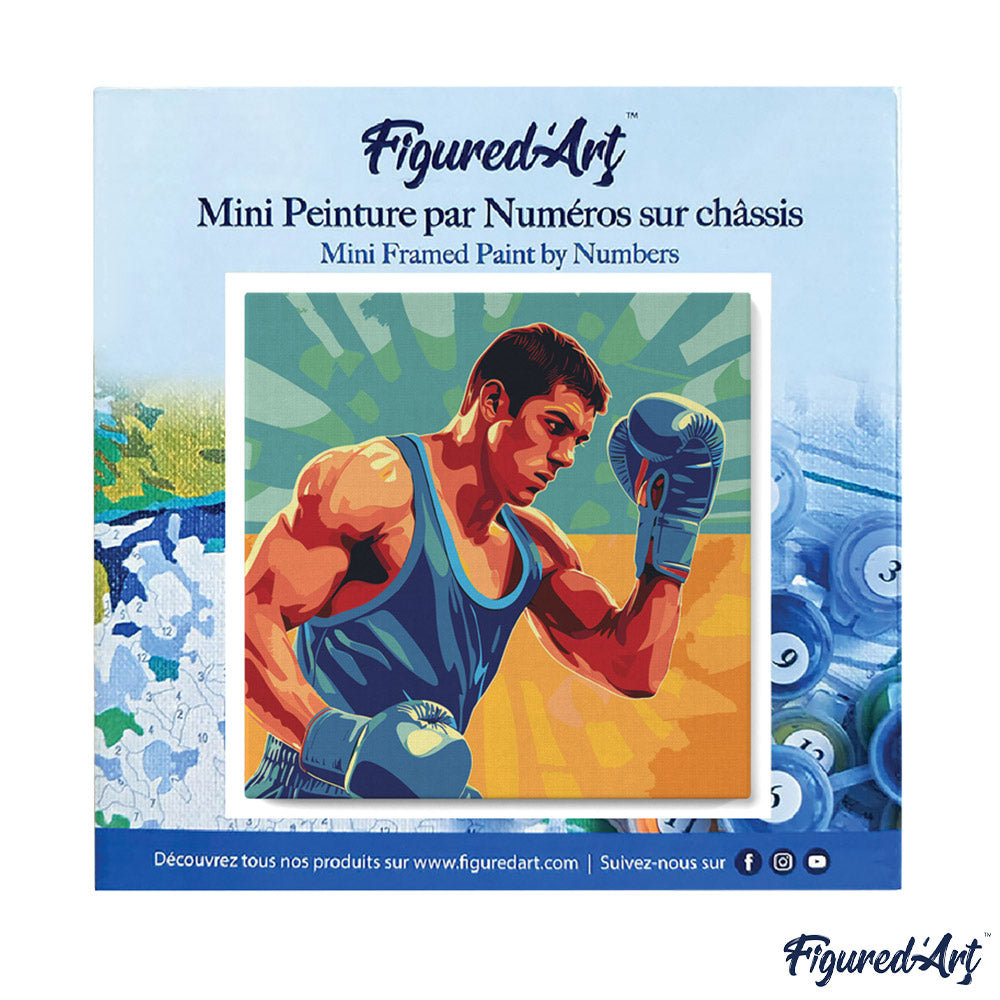 Mini Malen nach Zahlen mit Rahmen 20x20cm - Sportposter Boxen - Kidis Art