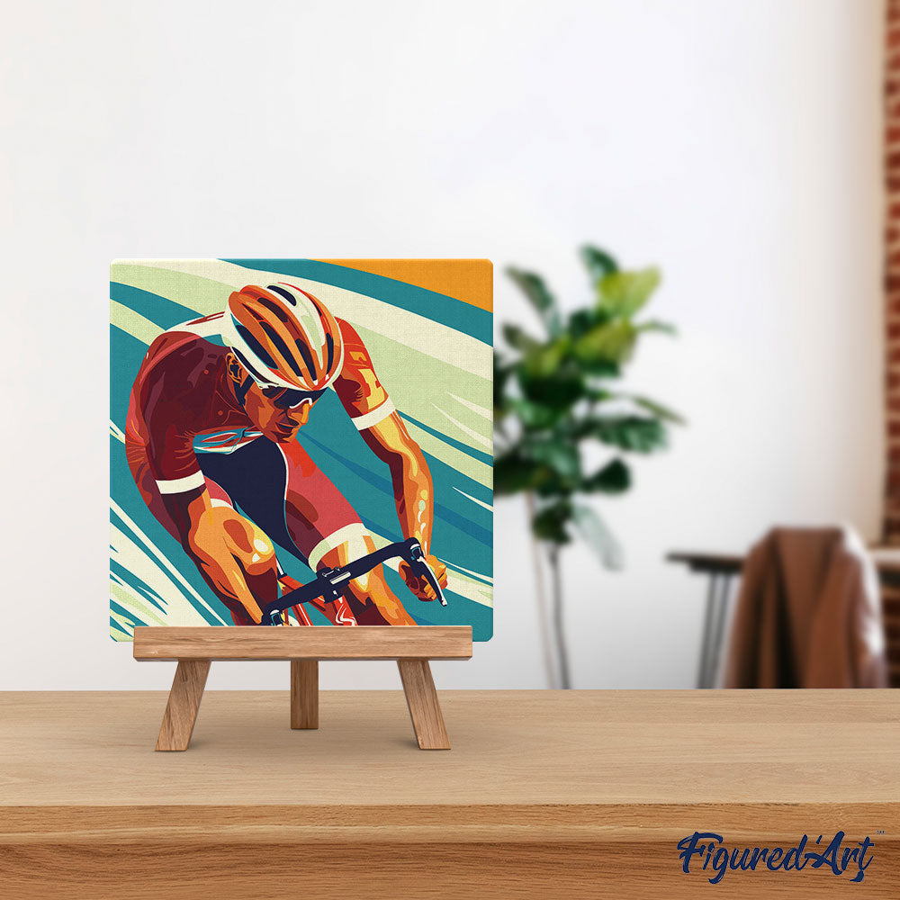Mini Malen nach Zahlen mit Rahmen 20x20cm - Sportposter Radfahren - Kidis Art