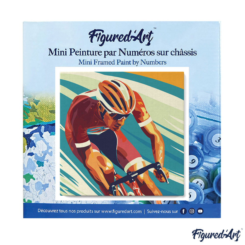 Mini Malen nach Zahlen mit Rahmen 20x20cm - Sportposter Radfahren - Kidis Art