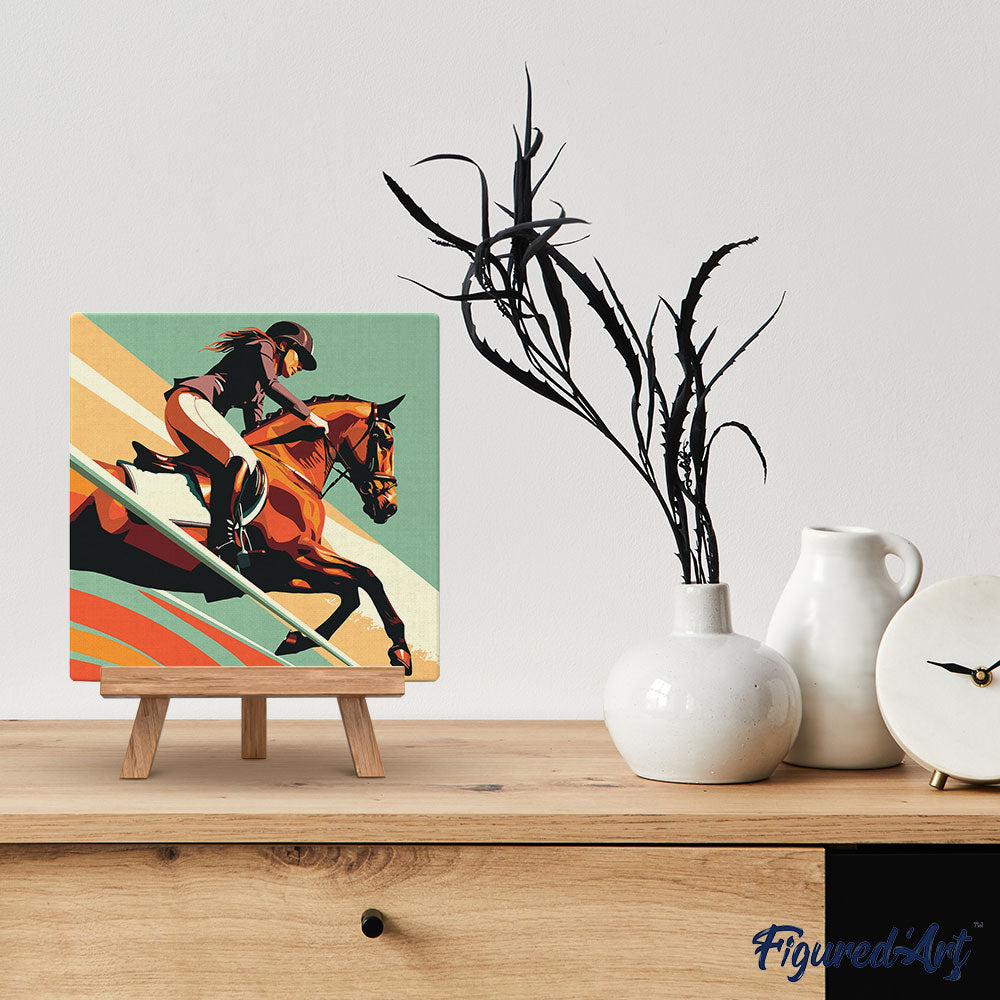 Mini Malen nach Zahlen mit Rahmen 20x20cm - Sportposter Reitsport - Kidis Art