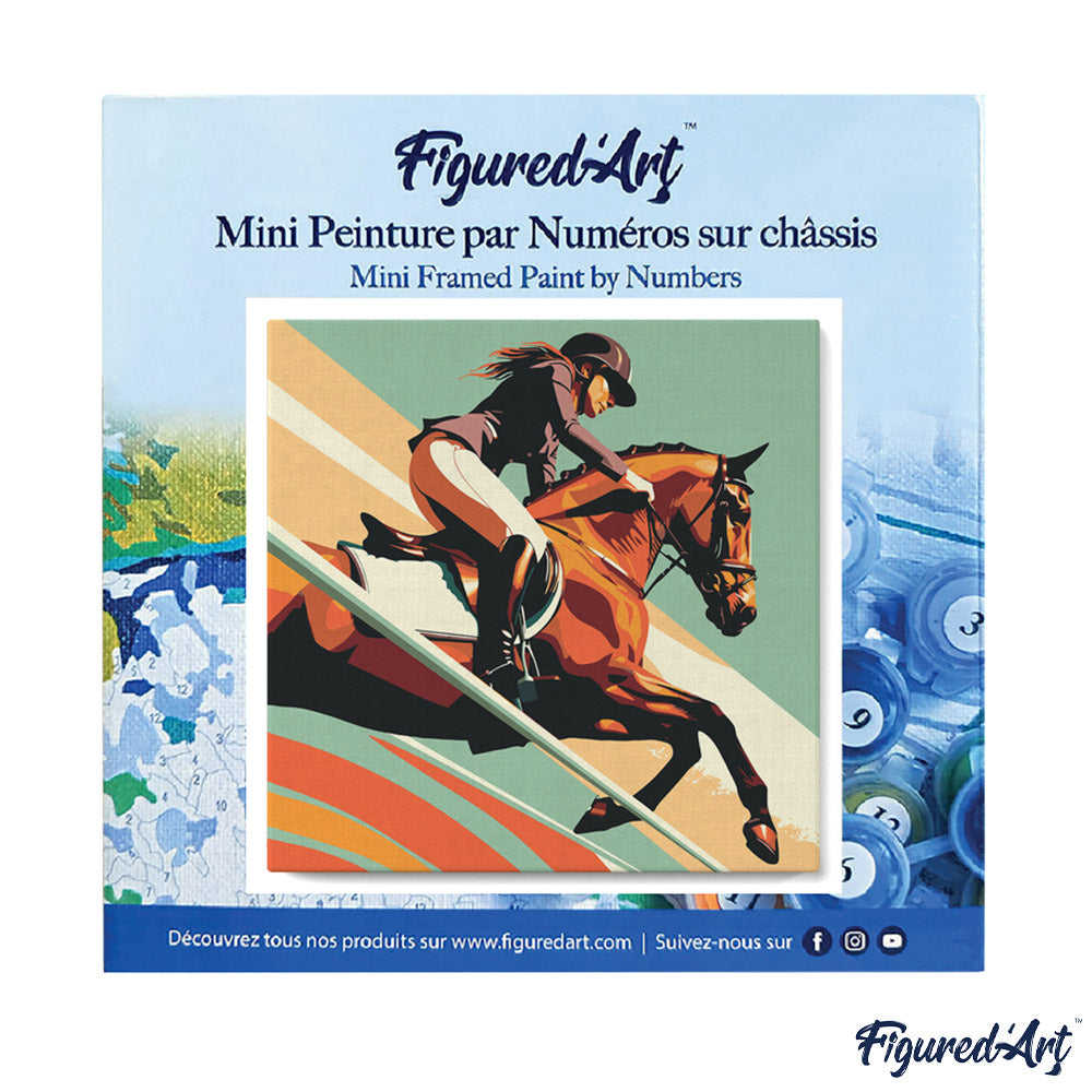 Mini Malen nach Zahlen mit Rahmen 20x20cm - Sportposter Reitsport - Kidis Art