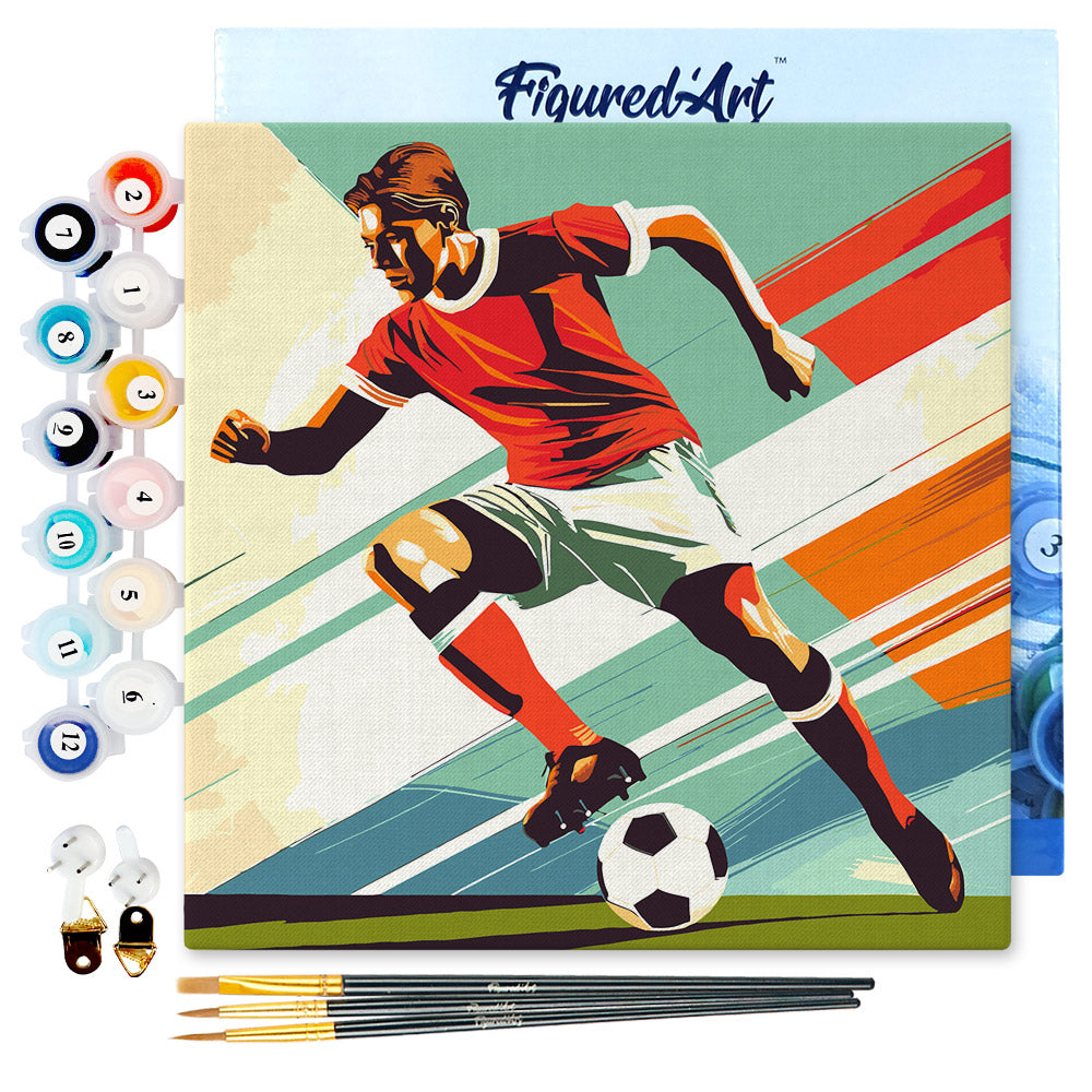 Mini Malen nach Zahlen mit Rahmen 20x20cm - Sportposter Fussball - Kidis Art