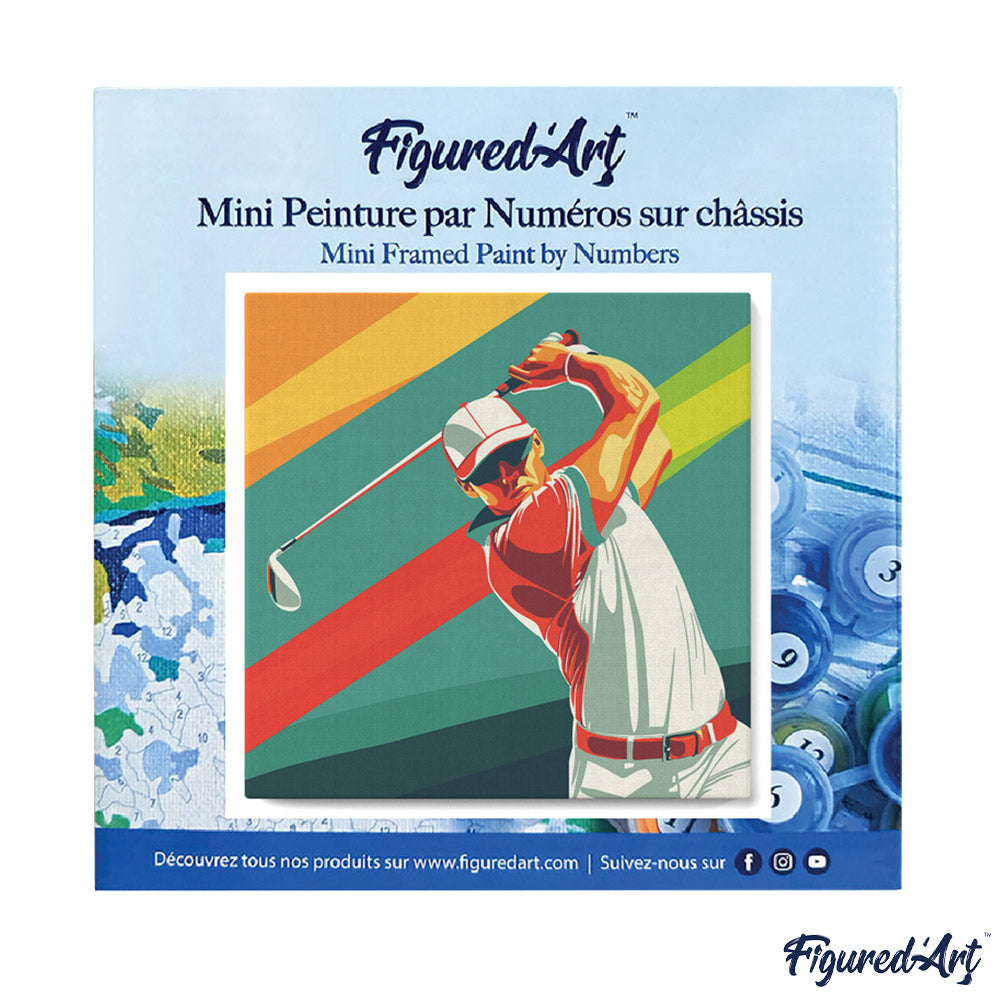 Mini Malen nach Zahlen mit Rahmen 20x20cm - Sportposter Golf - Kidis Art