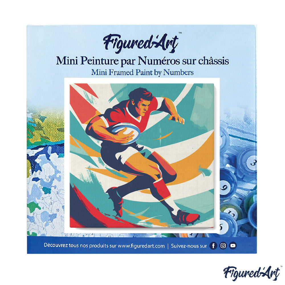 Mini Malen nach Zahlen mit Rahmen 20x20cm - Sportposter Rugby - Kidis Art