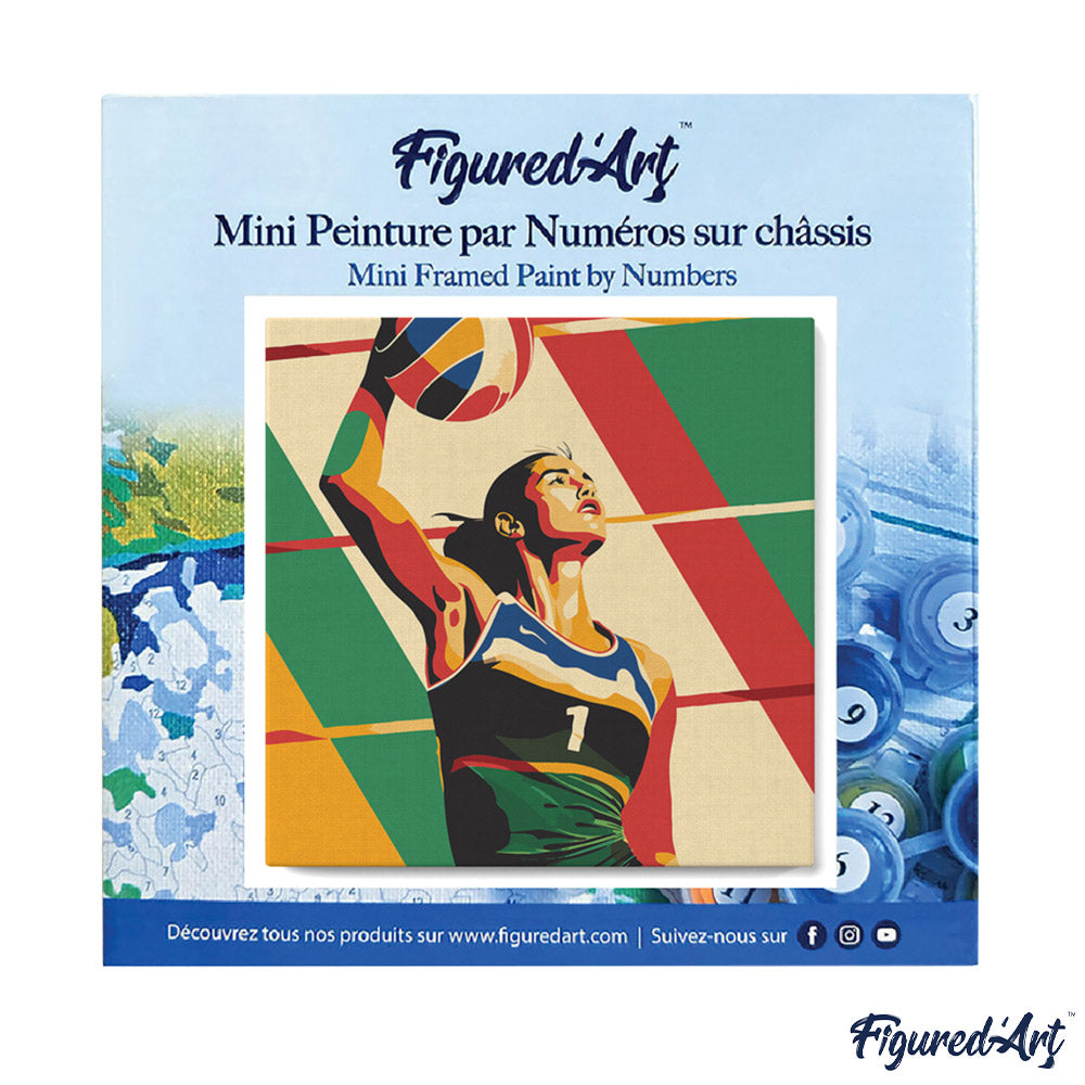 Mini Malen nach Zahlen mit Rahmen 20x20cm - Sportposter Volleyball - Kidis Art