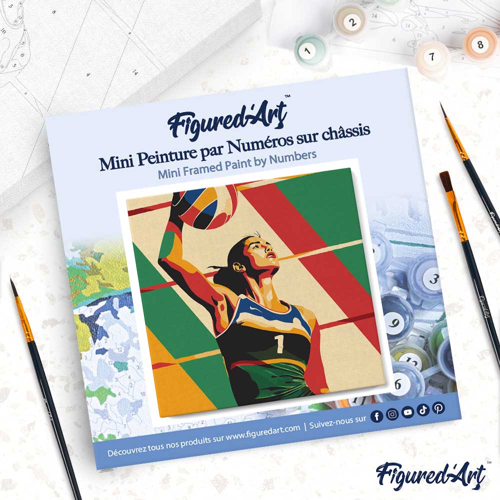 Mini Malen nach Zahlen mit Rahmen 20x20cm - Sportposter Volleyball - Kidis Art