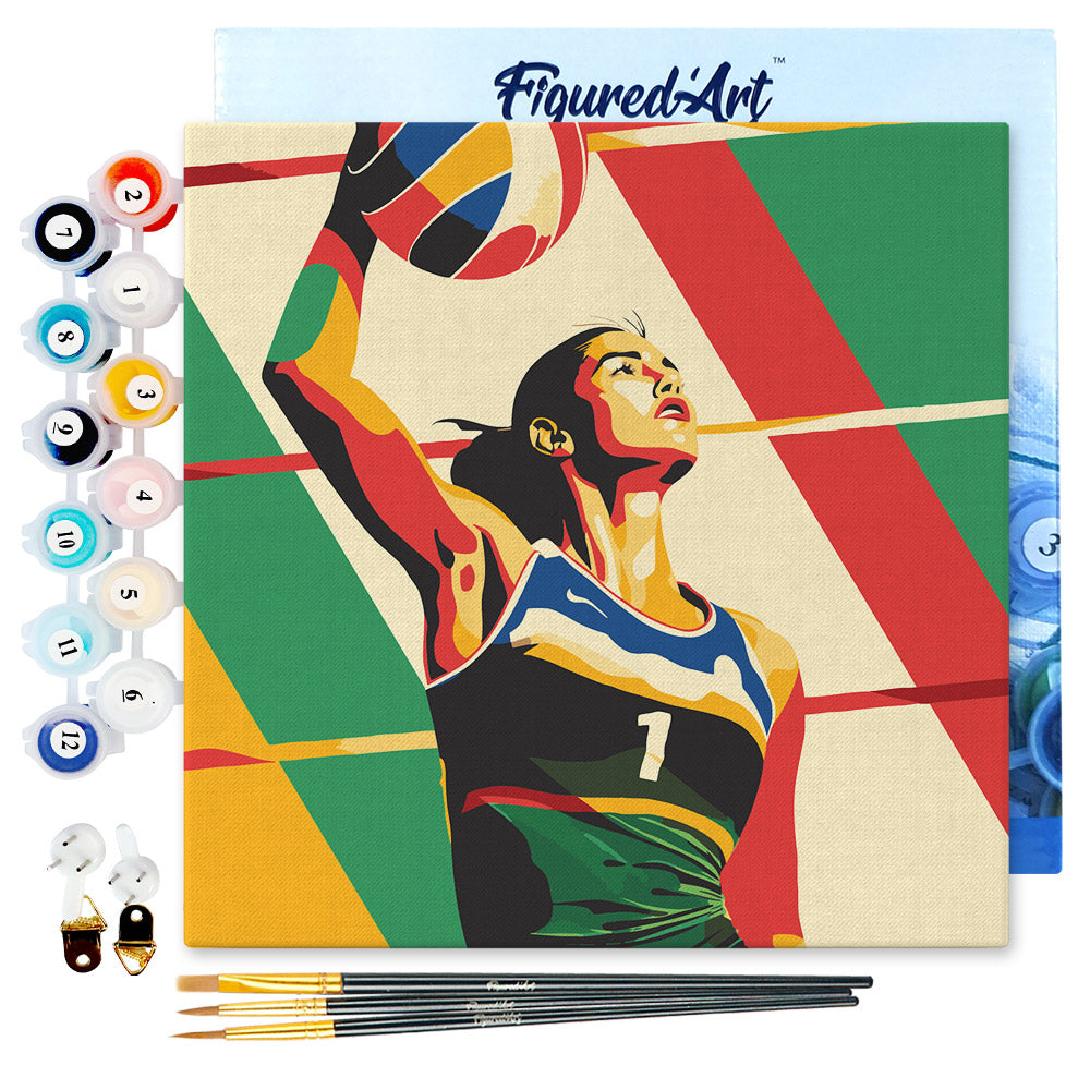 Mini Malen nach Zahlen mit Rahmen 20x20cm - Sportposter Volleyball - Kidis Art