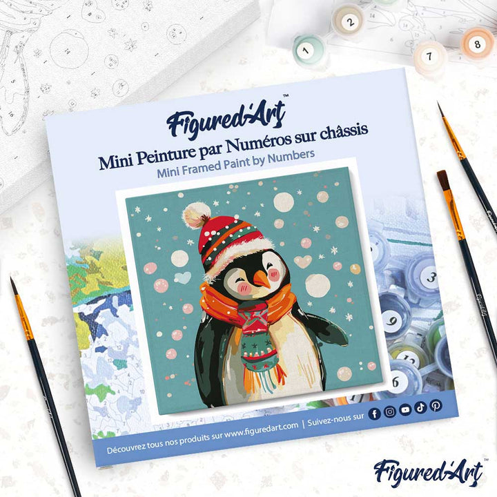 Mini Malen nach Zahlen mit Rahmen 20x20cm „Glücklicher Pinguin“