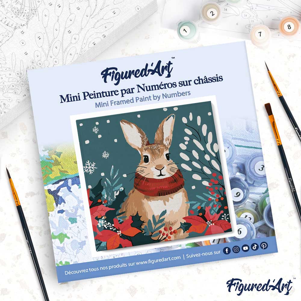 Mini Malen nach Zahlen mit Rahmen 20x20cm „Weihnachtskaninchen“