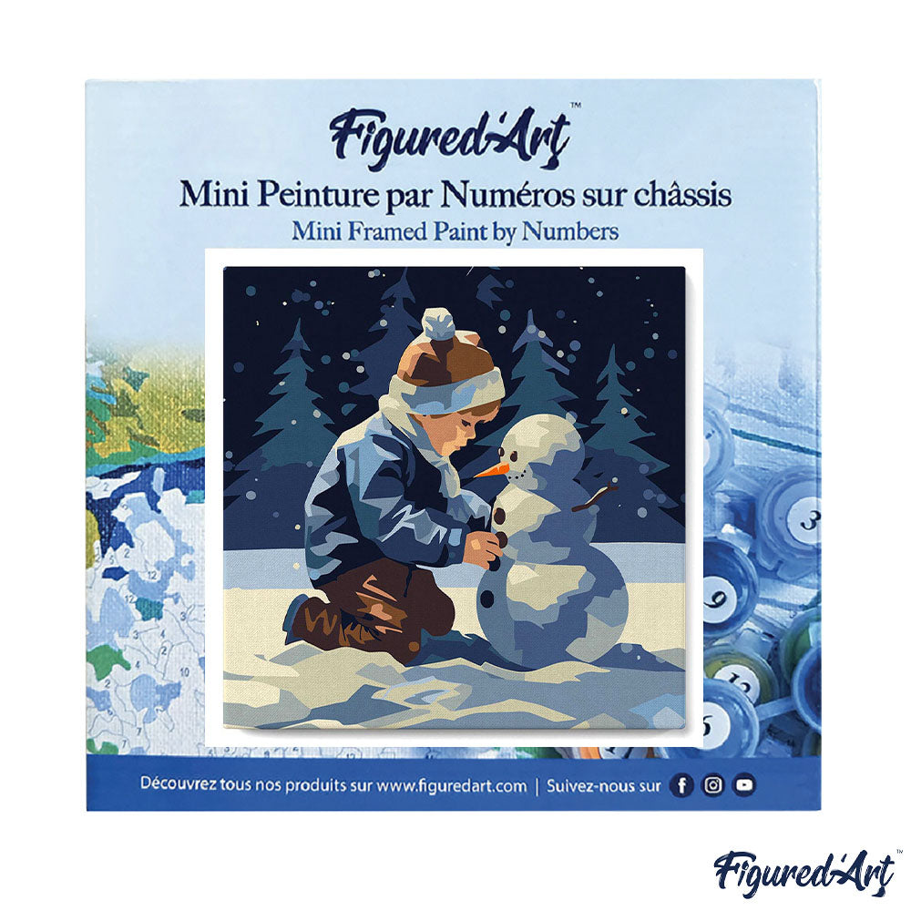 Mini Malen nach Zahlen mit Rahmen 20x20cm Junge und Schneemann - Kidis Art