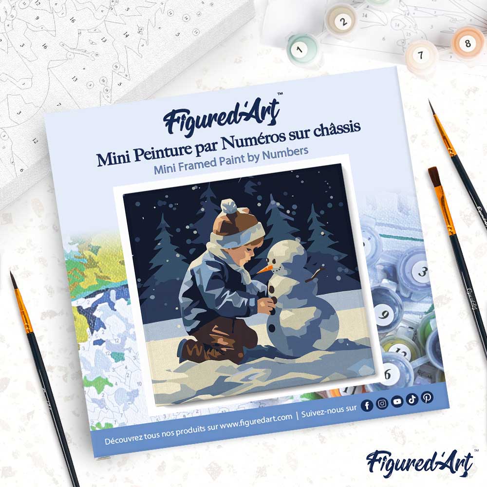Mini Malen nach Zahlen mit Rahmen 20x20cm Junge und Schneemann - Kidis Art